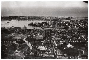 Vista aerea di Recife, Brasile, da un dirigibile, 1930-1933