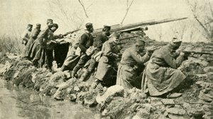 Dopo le piogge: fanteria serba... durante le inondazioni, Prima Guerra Mondiale, c1915, c1920
