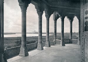 Agra. Balcone della Torre del Gelsomino, con vista sul Taj, c1910 da Unbekannt