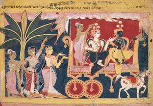Akrura Guida Krishna e Balarama a Mathura Isarda Bhagavata Purana, c. 1560-1570