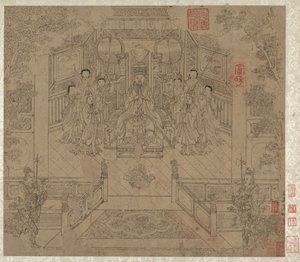 Album di Temi Taoisti e Buddhisti: Processione di Divinità Taoiste: Foglia 1 da Unbekannt