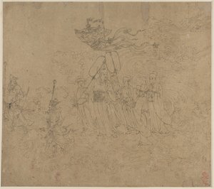 Album di temi taoisti e buddisti: Processione di divinità taoiste: Foglia 6, 1200 da Unbekannt