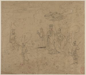 Album di temi taoisti e buddisti: Processione di divinità taoiste: Foglia 8, 1200s da Unbekannt