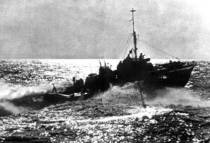 Motosilurante alleata in pattuglia al largo della costa francese, 1944