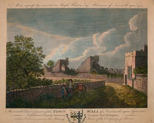 Una vista interna del muro della città di Newcastle upon Tyne, c1760-90 da Unbekannt