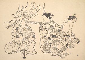 Un Oiran Seduto in un Salotto Applica il Trattamento del Fuoco alla Schiena Scoperta di un