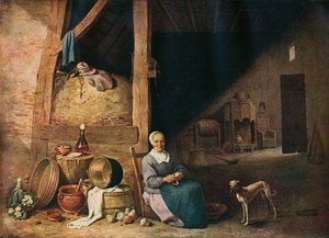 Una vecchia che sbuccia pere, c1640