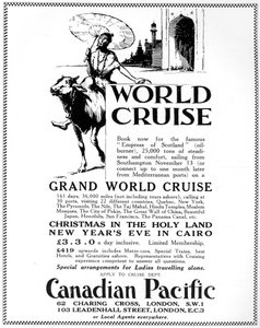 Pubblicità per una crociera mondiale della Canadian Pacific, 1926