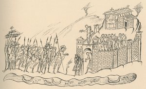 Guerrieri anglosassoni che si avvicinano a un forte, 1908 da Unbekannt