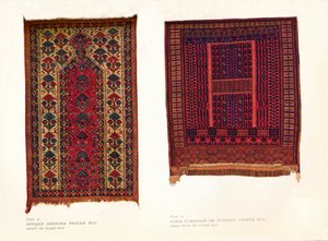 Tappeto di preghiera antico di Bokhara e tappeto di preghiera Sarik Turkoman o Punjdeh, c1920 da Unbekannt