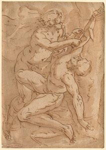 Apollo scuoia Marsia recto Due schizzi di madre e figlio verso, XVI secolo da Unbekannt