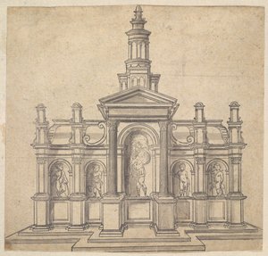 Tabernacolo a forma architettonica con un santo e quattro putti da Unbekannt