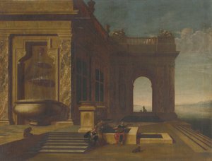Architettura del palazzo con staffage da Unbekannt