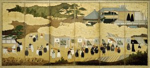 Arrivo di una nave portoghese. Schermo Nanban, ca. 1600 da Unbekannt