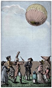 Ascensione di un pallone Montgolfier, fine 18° secolo, 1910 da Unbekannt