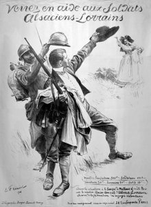 Aiuta i soldati alsaziani, manifesto francese della Prima Guerra Mondiale, 1916 da Unbekannt