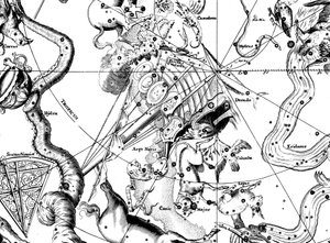 Mappa astronomica, centrata sulla costellazione meridionale di Argo Navis, 1742 da Unbekannt