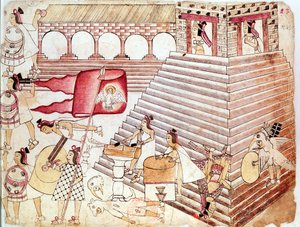 Guerrieri aztechi che difendono il tempio di Tenochtitlan, Messico da Unbekannt
