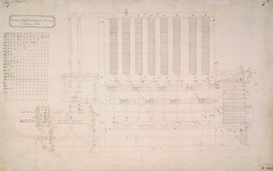 Motori di Babbage, disegno della vista laterale del Motore Differenziale n. 2 da Unbekannt