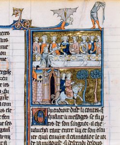 Banchetto e cavalieri, c1280-1290 da Unbekannt