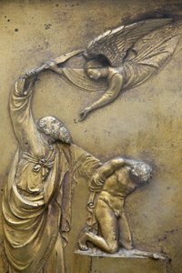 Battistero di San Giovanni. Porta del Paradiso. Abramo che sacrifica Isacco, Firenze, Italia da Unbekannt