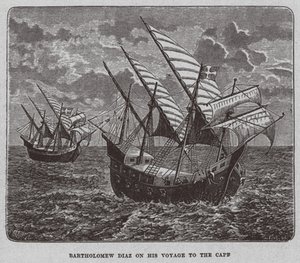 Bartolomeo Diaz nel suo viaggio verso il Sudafrica, 1878 da Unbekannt