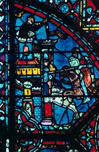 Battaglia per una città, vetrata, Cattedrale di Chartres, Francia, c1225 da Unbekannt