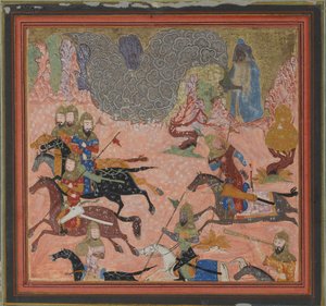 Bazur, il Mago, Evoca Oscurità e una Tempesta, Folio da un Shahnama da Unbekannt