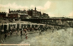 Spiaggia con molo e Metropole, Brighton, fine XIX-inizio XX secolo