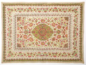 Coperta da letto con motivo a medaglione floreale, fine 1600-inizio 1700 da Unbekannt