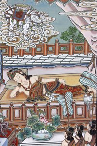 Prima della nascita di Siddartha Gautama, sua madre sognò un elefante bianco che le presentava un fiore di loto, Seoul, Corea del Sud da Unbekannt