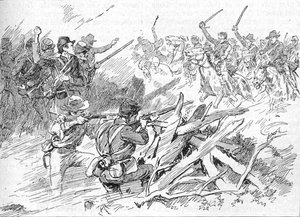 Dietro le rozze opere di difesa giacevano gli uomini del Michigan, 1902