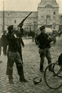 Ciclisti militari belgi che sparano a un aereo tedesco, Prima Guerra Mondiale da Unbekannt