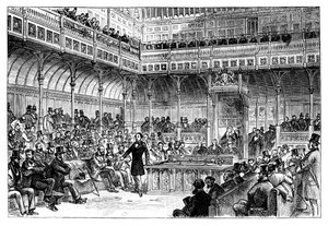 Benjamin Disraeli introduce il suo disegno di legge di riforma alla Camera dei Comuni, c1867 da Unbekannt