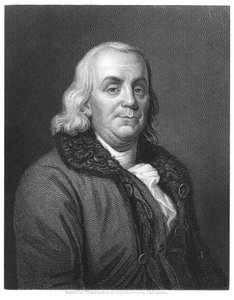Benjamin Franklin, scienziato, inventore e statista americano del XVIII secolo, 1835