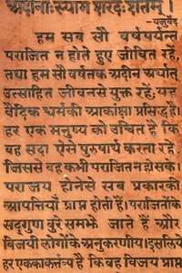 Bhagavad Gita incisa su un tempio indù