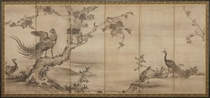 Uccelli, fiori e alberi: sul retro, alberi di bambù da Unbekannt