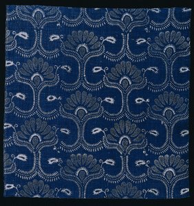 Stampa a resistenza indaco blu con design a foglia stilizzata, 1790 da Unbekannt