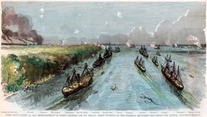 Bombardamento dei Forti Jackson e St Philip, Louisiana, Guerra Civile Americana, aprile 1862