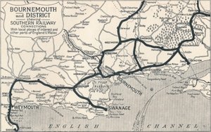 Bournemouth e distretto, mostrando i collegamenti della Southern Railway, 1929 da Unbekannt
