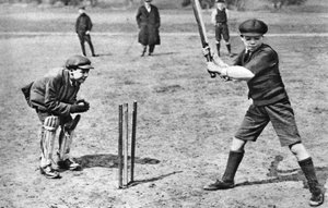 Ragazzi che giocano a cricket a Parliament Hill Fields, Londra, 1926-1927