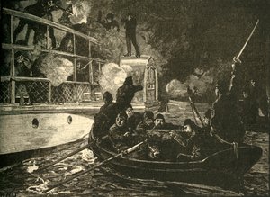 Forze britanniche che catturano la nave ribelle canadese Caroline sul fiume Niagara, 1837 c. 1890 da Unbekannt