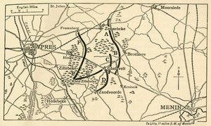 Posizioni britanniche prima della Prima Battaglia di Ypres, Prima Guerra Mondiale, 1914, c1920 da Unbekannt
