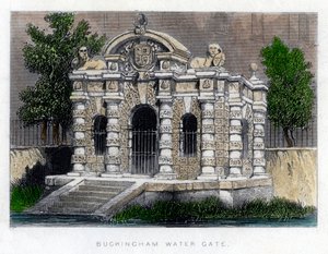 Buckingham Water Gate, the Strand, Londra, c1850