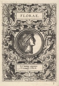 Busto di Florae circondato da strapwork, dalla serie Deorum dearumque da Unbekannt