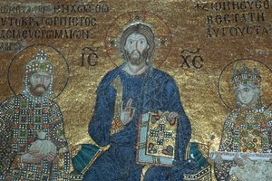 Mosaico bizantino che mostra Cristo in trono tra i governanti terreni, XII secolo da Unbekannt
