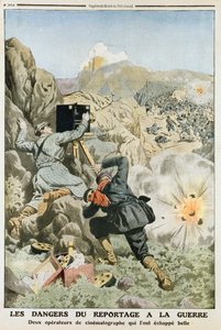 Cameramen sotto il fuoco mentre filmano nella Prima Guerra Balcanica, 1912 da Unbekannt