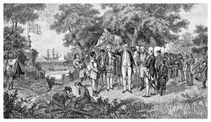 Il capitano Cook rivendica Botany Bay, Nuovo Galles del Sud, Australia, 1770