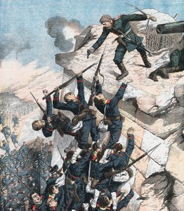 Il capitano Lebedief difende eroicamente il bastione a Port Arthur, Guerra russo-giapponese, 1904-1905 da Unbekannt