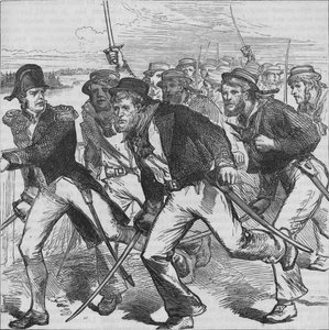 Capitano Money che guida i Blue-Jackets, c1880